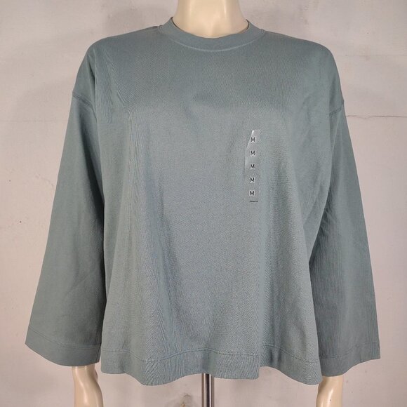 NEW UniQlo sage green oversized long sleeve t-shirt top ladies Medium - Picture 1 of 7